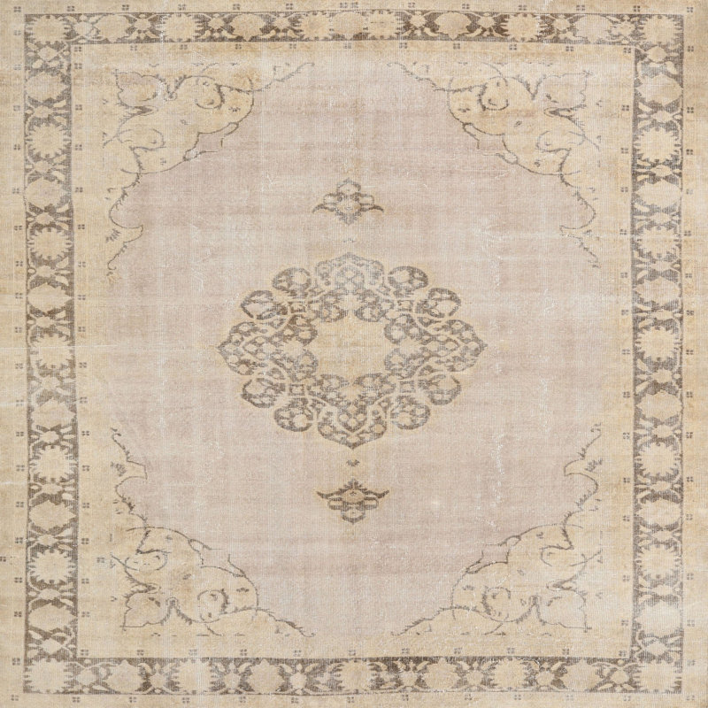 Tapis oriental beige / brun, Carré 5 pi