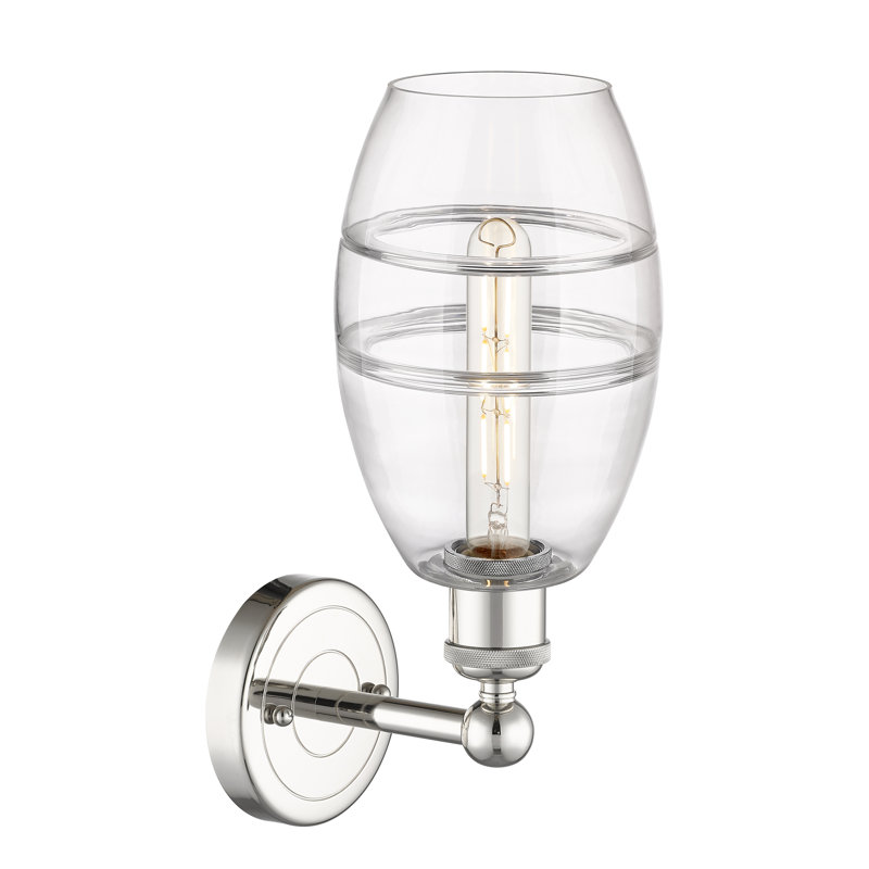 Applique murale en acier Bettylou, H 10,38 po x l 5,88 po x P 7,44 po, Transparent, Nickel poli