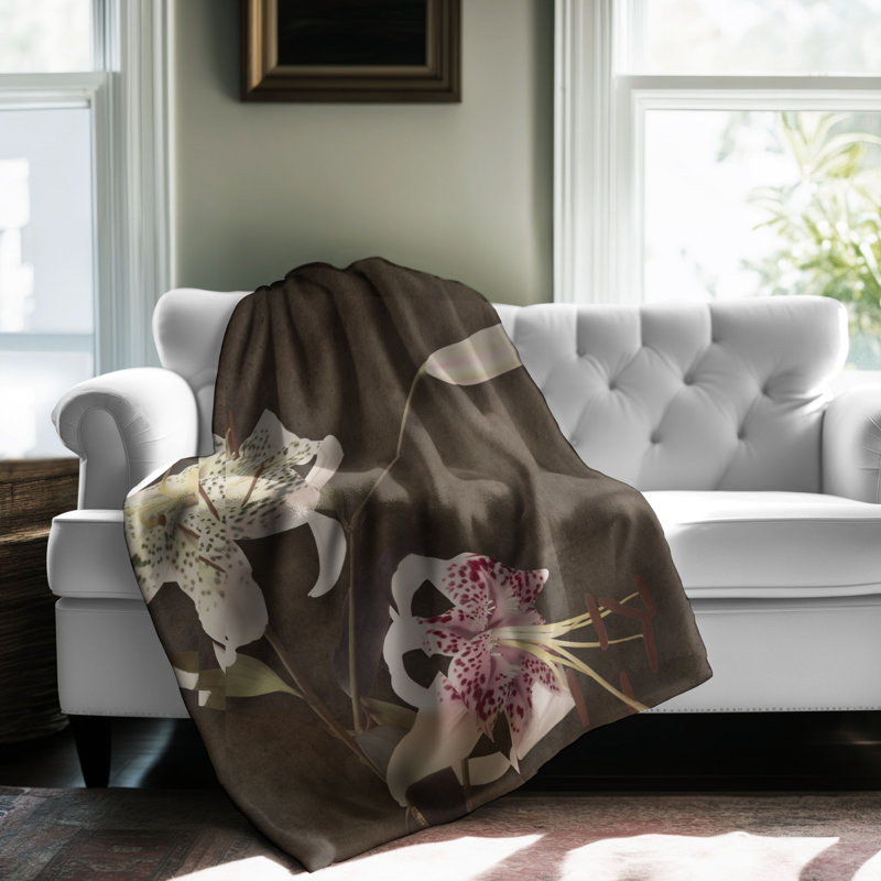 Couverture sherpa 1 pièce de qualité supérieure Timeworn Lily, Lit simple