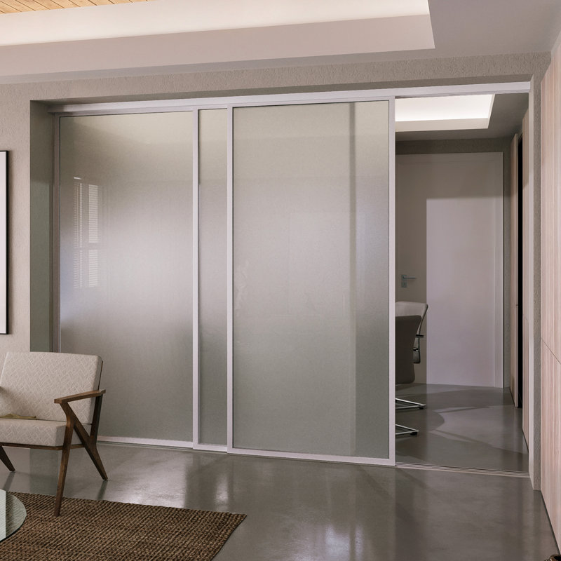 4 - Portes de placard coulissantes en verre, H 120 po x l 80 po, Lite Smoked/White Frame