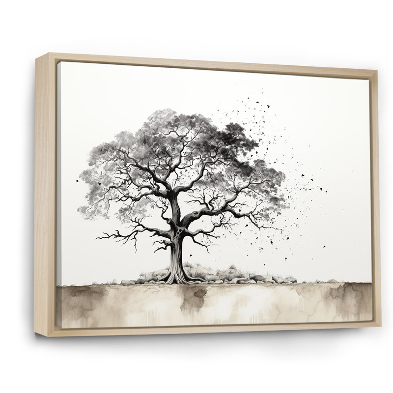 Baobab gris II sur toile, H 30 po x l 40 po x P 1,5 po, Cadre flottant naturel