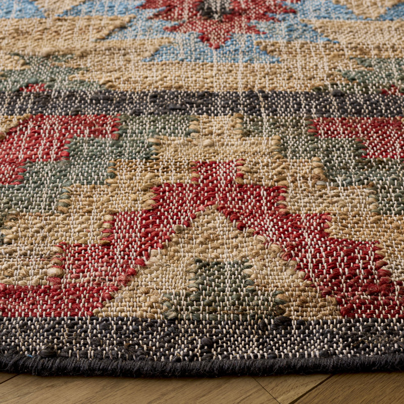 Keather Flat Weave Jute Southwestern Rug, Round 7'