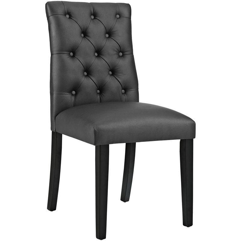Chaise de salle à manger en cuir végétalien capitonné Duchess de Modway, Noir