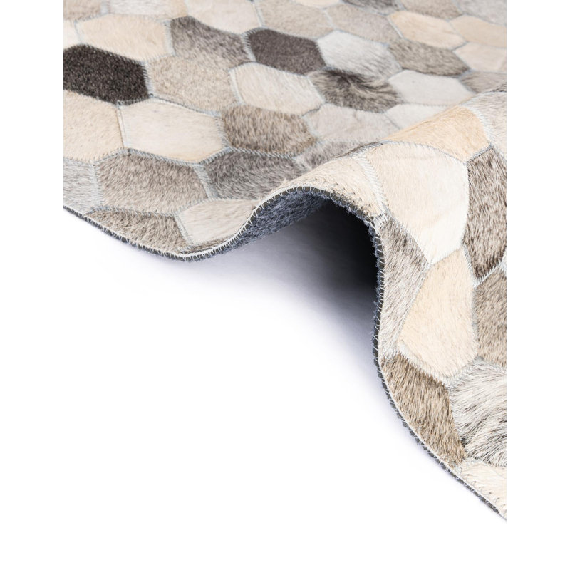  Mosaic Cowhide Leather Rug, Runner 2'2" x 6'1"