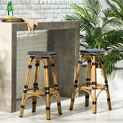 Lot de 2, style français, aluminium noir, résistant aux intempéries, pour pièce à vivre principale, dimensions : 38,7 cm (L) x 74,9 cm (P) x 74,9 cm (H), léger et stable.