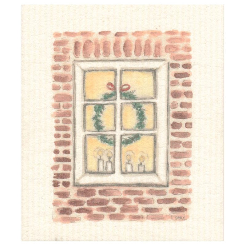 Fenêtre de Noël avec torchon