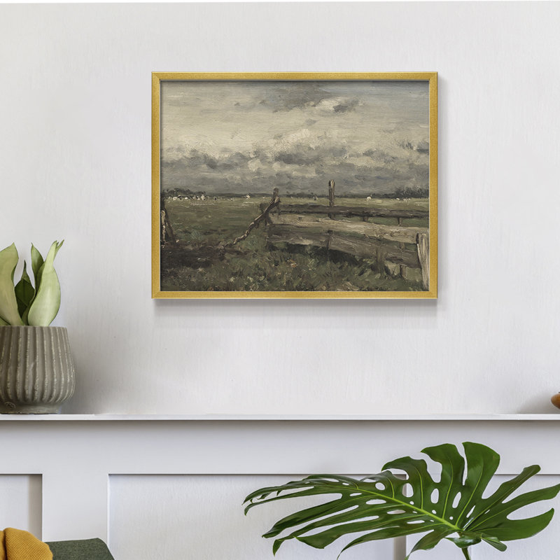 Paysages rétro-CCL-reproduction encadrée, H 11 po x l 14 po, Doré