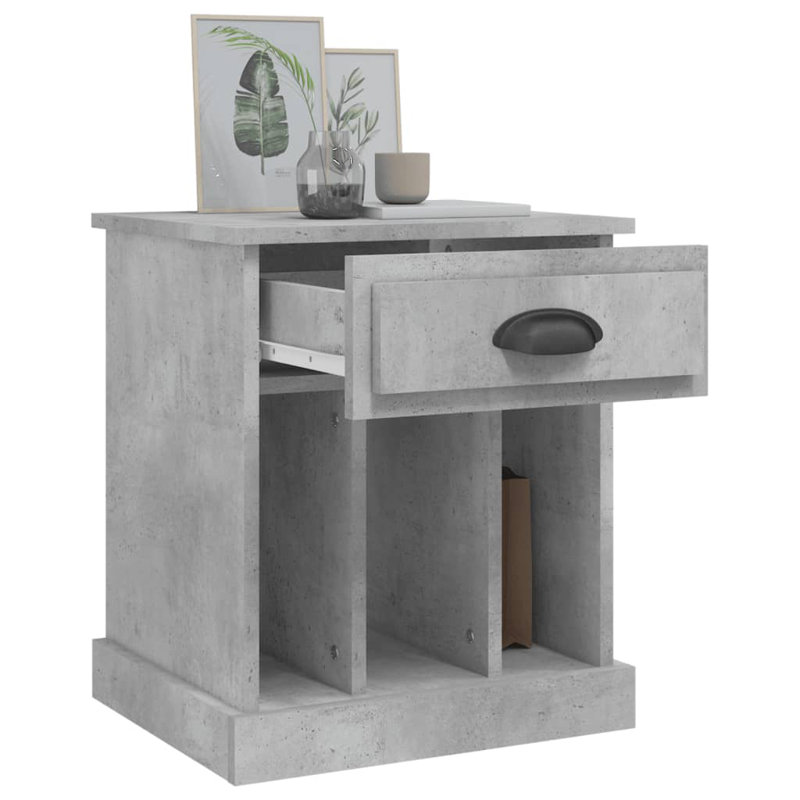 Pilot 1 Drawer Bedside Table, Concrete Grey, Set of 2