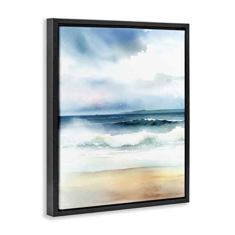 «Rolling Seaside Waves», art mural encadré par Steve Hunziker, Cadre flottant noir de jais, H 21 po x l 17 po