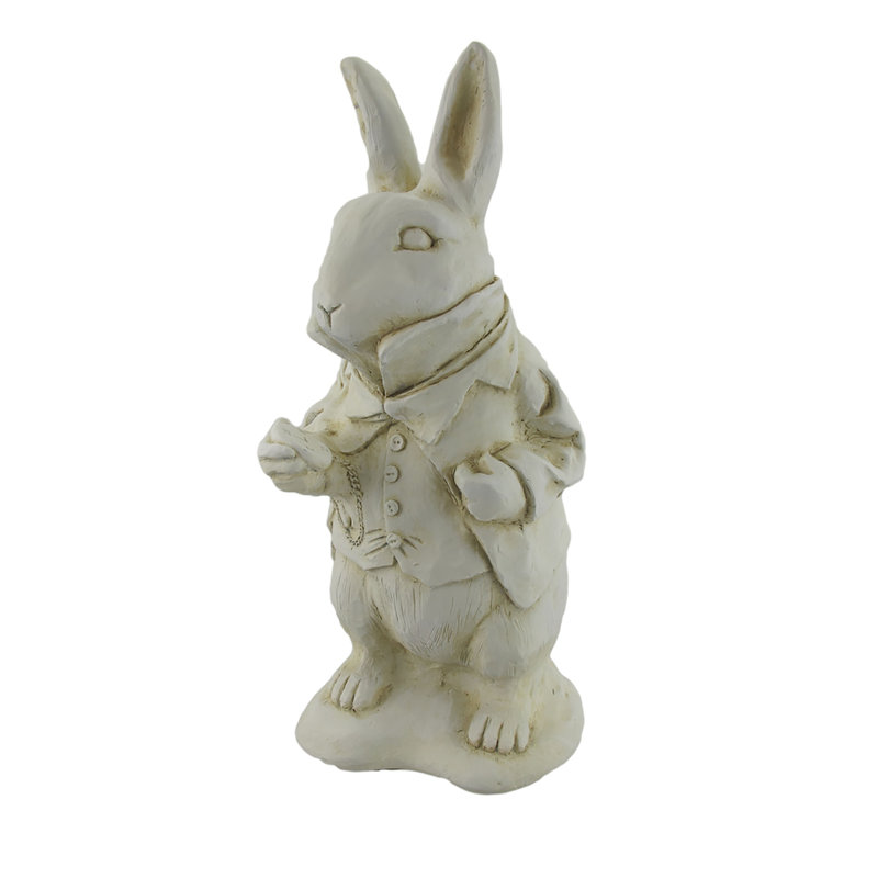 White Resin Rabbit Garden Statue for Indoor/Outdoor Use