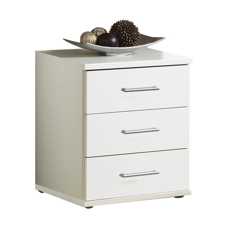 Linares 46cm W Manufactured Wood Bedside Table, Alpine White