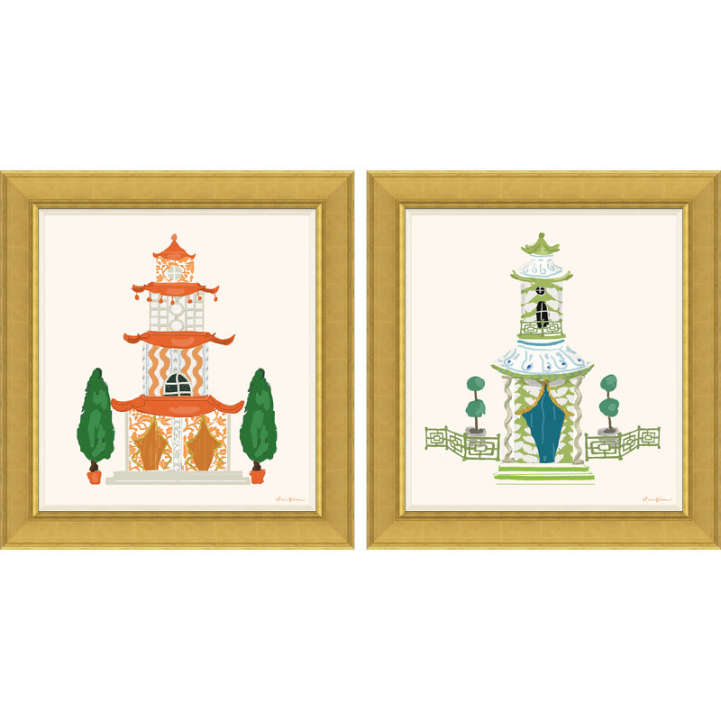 Cyprus & Boxwood Pagoda Print by Dana Gibson