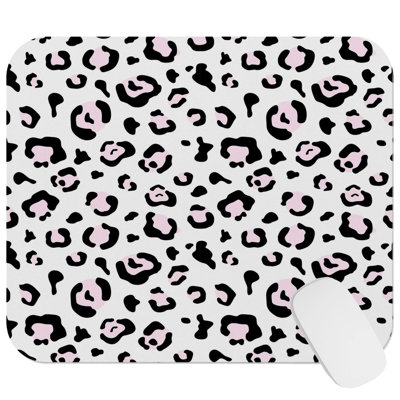 Animals Cheetah Print Pattern Pink Felines Cheetah Modern Gaming Cute Office Laptop Desk Pad Gift Mat Square Rectangle Non-Slip Mousepad