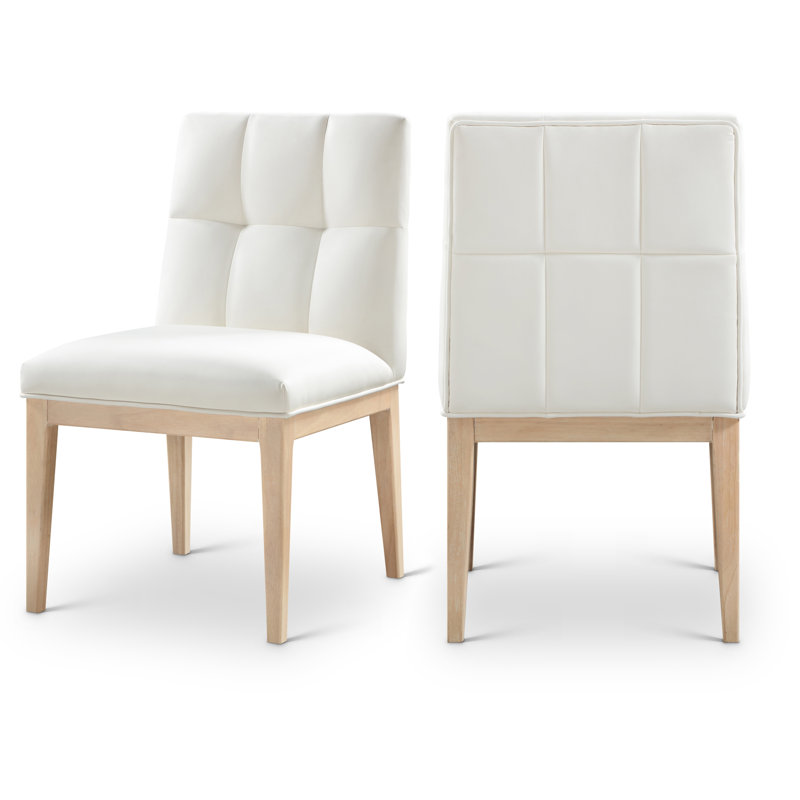 Adrian Vegan Leather Dining Side Chair, Cream Vegan Leather, Natural