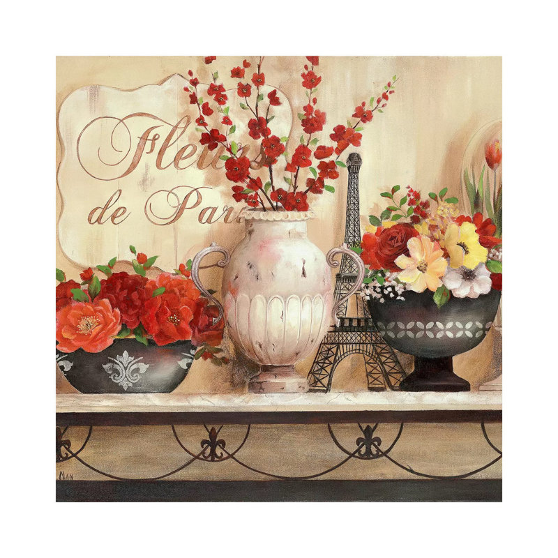 Fleurs De Paris by Nan - Painting on Canvas, 30.48 cm H x 30.48 cm W, Wrapped Canvas
