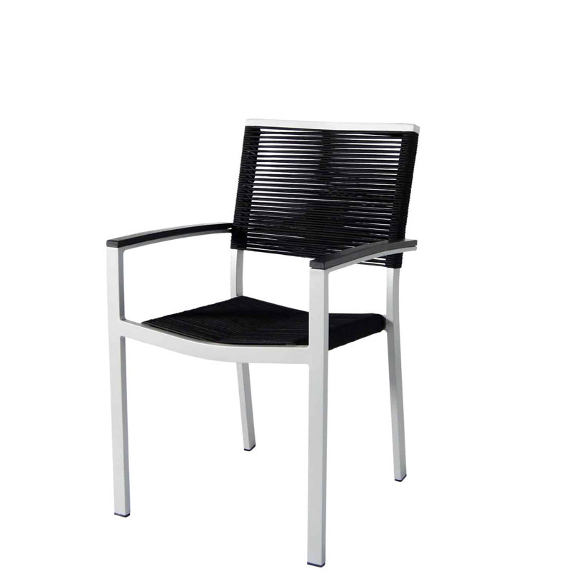 Chaise de patio en corde Fiji, Noir / argent Kessler