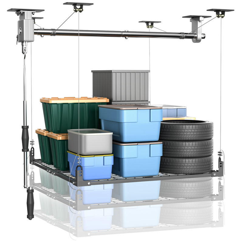 4x4 Ft Ceiling Garage Storage Rack With Height Lifting