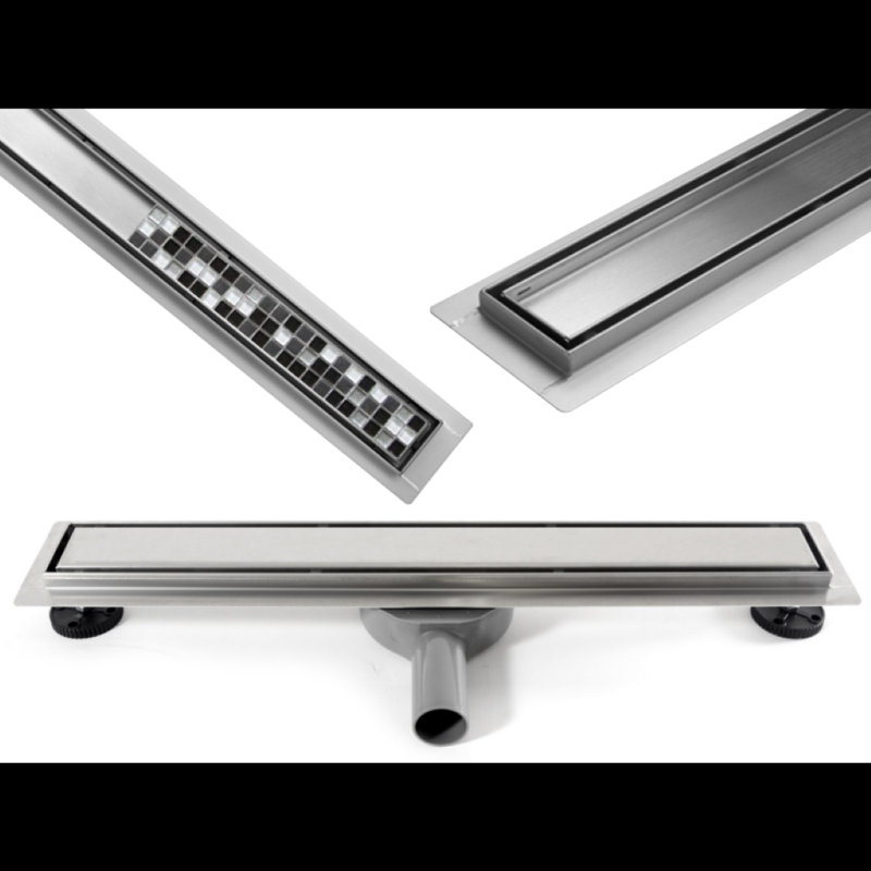 Calzada Linear Grid Waste Shower Drain, 50cm H x 54cm W x 5.2cm D