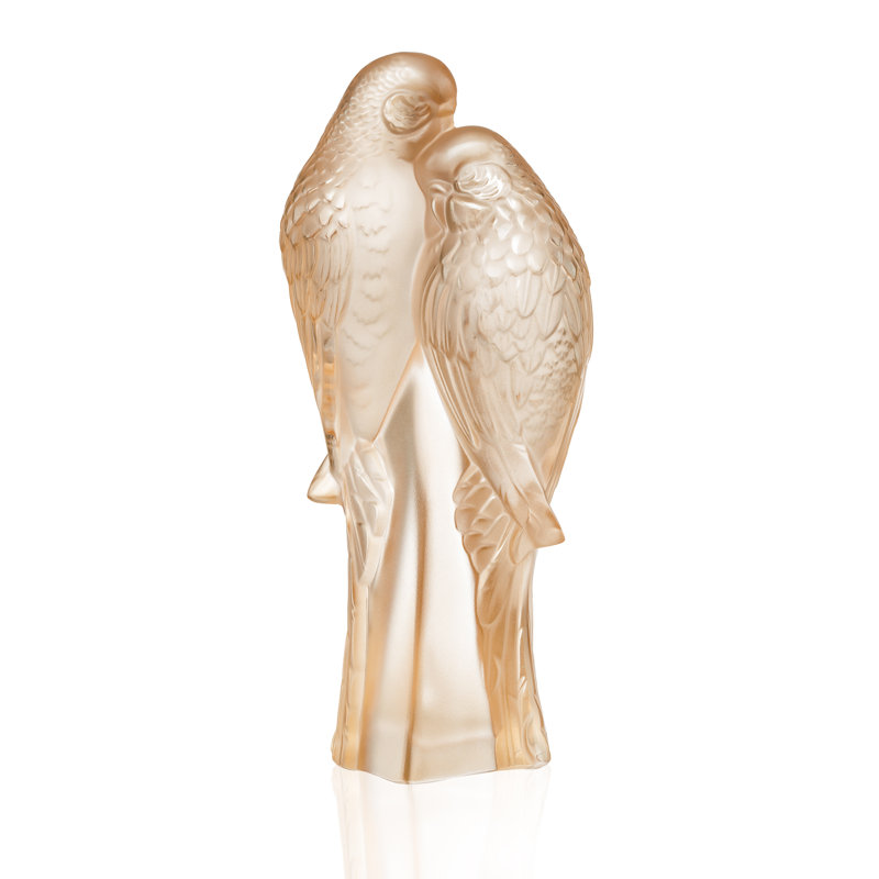 Two Parakeets Figurine, Gold Luster