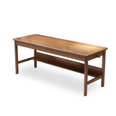 Burlywood Rectangular Solid + Manufactured Wood with 3 drawers desk