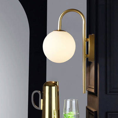 Golden Wall Light With Frosted Glass Shade