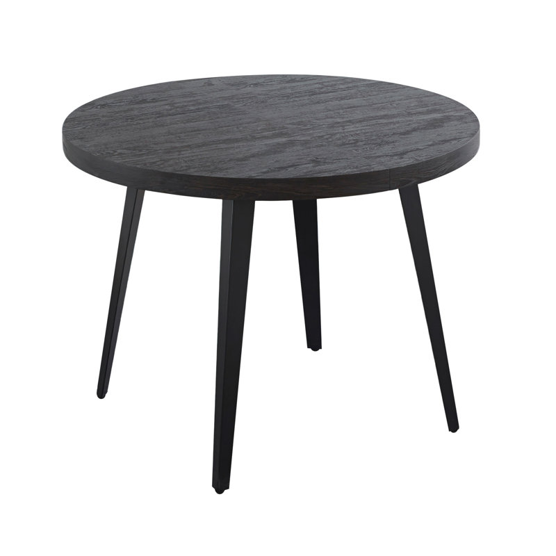 Ensemble de salle à manger extensible 5 pièces avec table ronde et chaises ovales rembourrées, Noir, Blanc, Noir