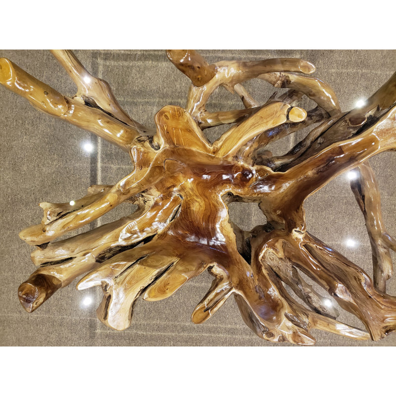 Glass Top Solid Wood Base Dining Table