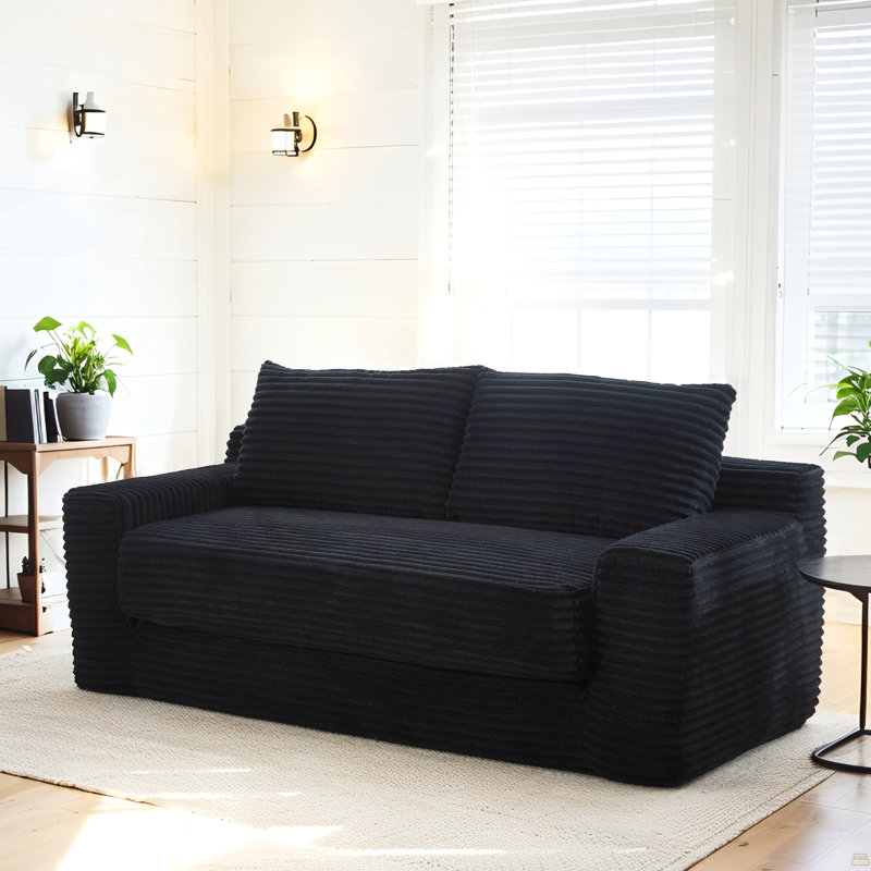 Causeuse avec mousse à mémoire de forme et structure en acier - sans assemblage, Noir