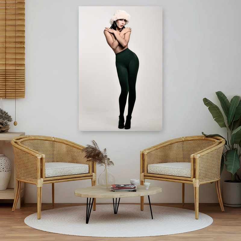 Stylish Woman In Fur Hat Modern Portrait Wall Art Print by Cesar Tejada - Wrapped Canvas Print, 152.4cm H x 101.6cm W