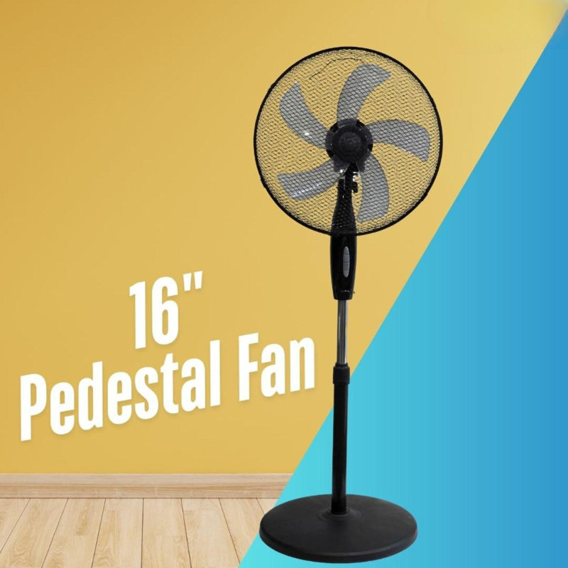 Modern Oscillating 40cm Pedestal Fan with Adjustable Height and 3 Speed Settings