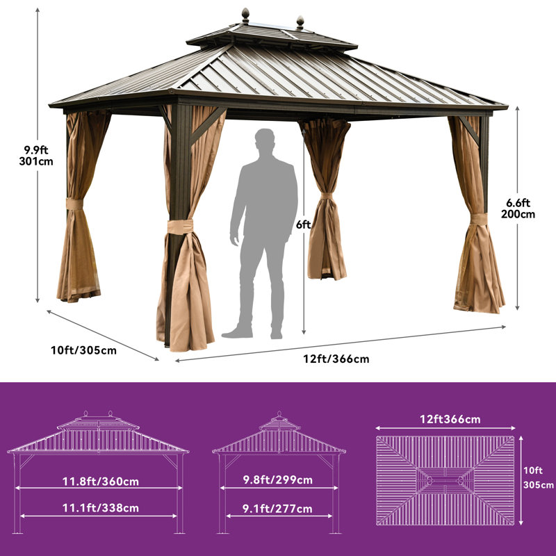 Aluminium Patio Gazebo, 12' x 10'