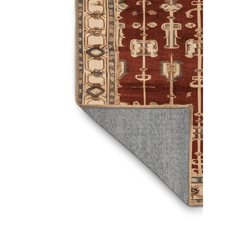 Machine Washable French Brown Area Rug, Square 5'