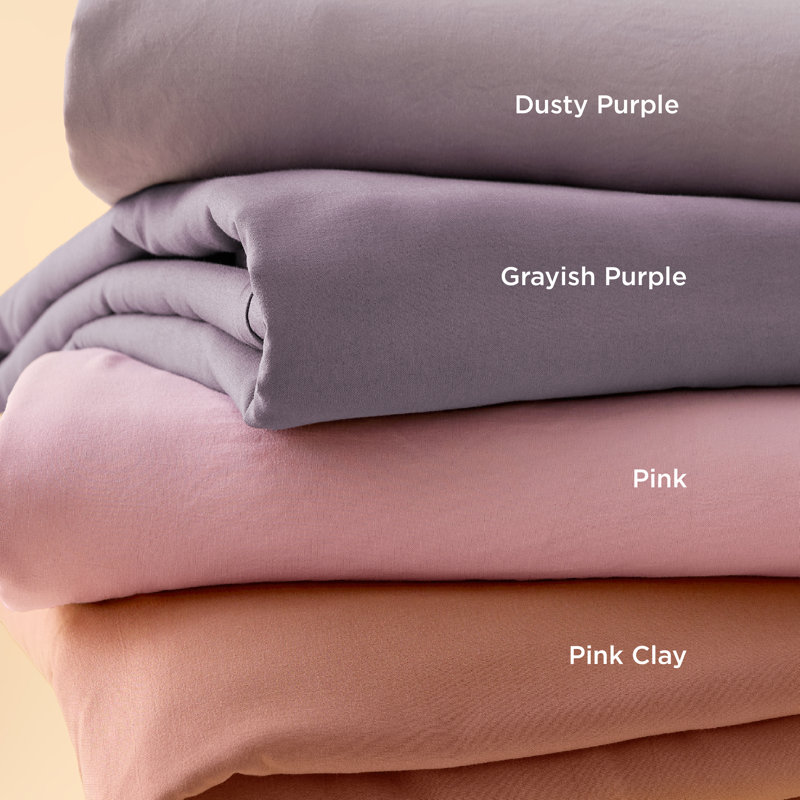 Bedsure Microfiber Duvet Cover Queen Size - Prewashed Cotton-Like Extra Soft Bedding Set (Set of 3), Grayish Purple