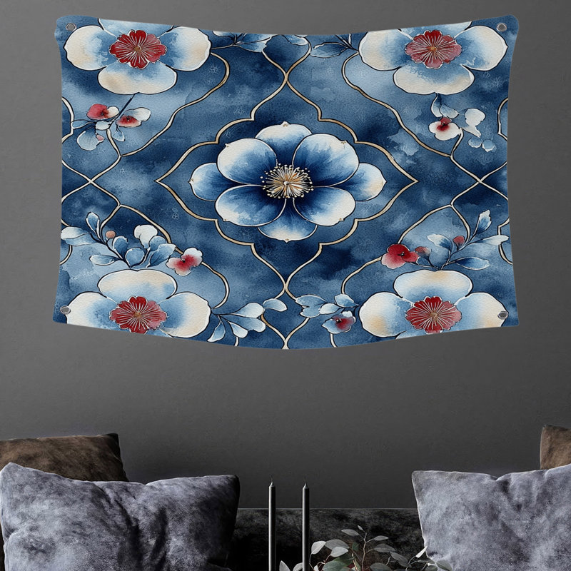 Tapisserie murale motif floral - Décoration murale florale, H 68 po x l 80 po