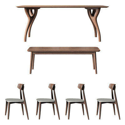 Creative solid wood rectangular dining table set
