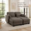 Canapé d'angle modulaire 2 places au design moderne et minimaliste capitonné, avec 2 poufs amovibles. Coussins d'assise épais et résistants. Dossier ergonomique réglable multi-positions. Revêtement en chenille respirante. Parfait pour un salon, un appartement ou un petit espace.-1577976460