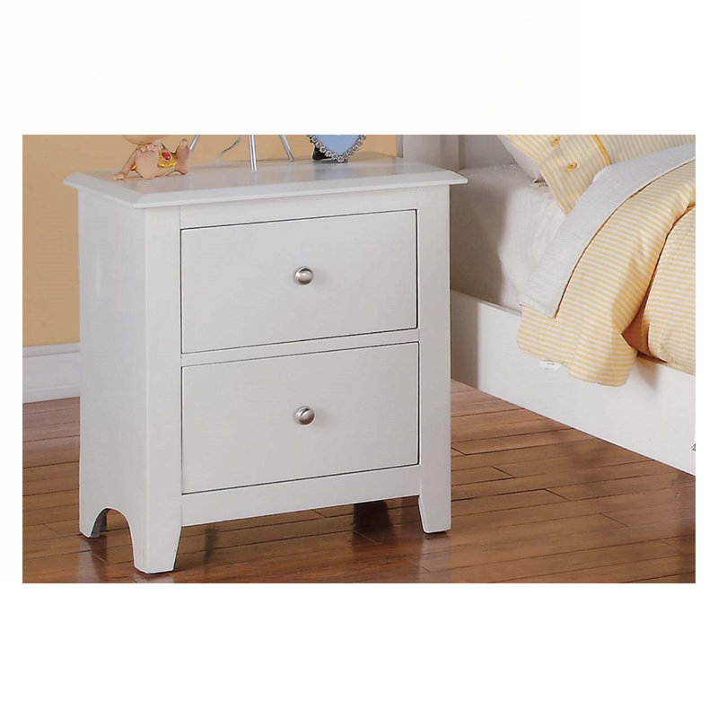 Nightstand With 2 Drawers Storage, White
