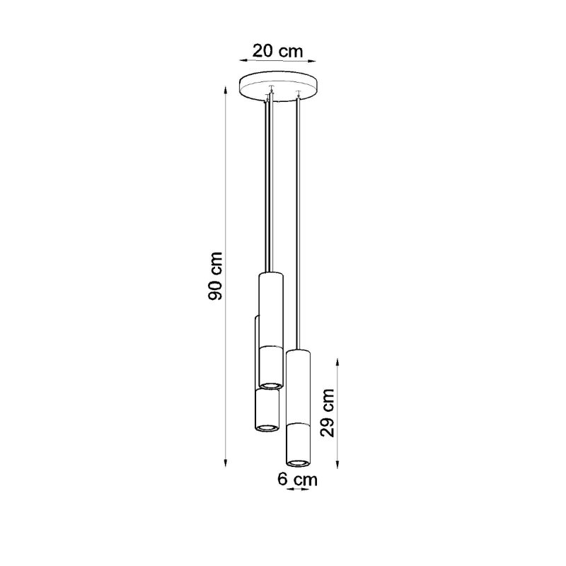 Delina 3 - Light Cylinder Pendant, Black/Gold