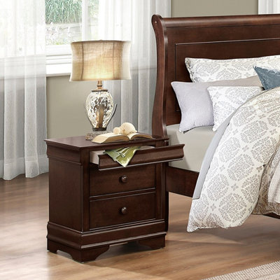 Louis Philippe Style 1pc Nightstand of Drawers Brown Cherry Finish Okume Veneer Bedroom Furniture