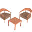 Meuble de patio brun abricot avec 2 chaises et une table, sièges rembourrés, pieds en fer, sièges modernes au design complémentaire, sans couture, assemblage-817633206