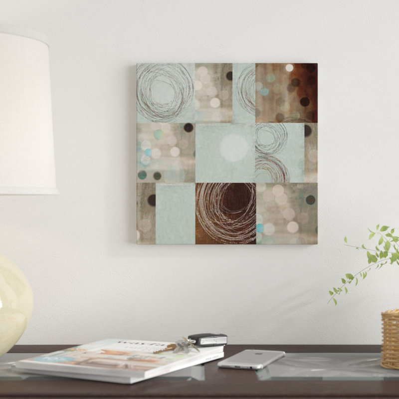 « points et tourbillons », impression sur toile, H 37 po x l 37 po x P 1,5 po, Pas de tapis, Toile tendue