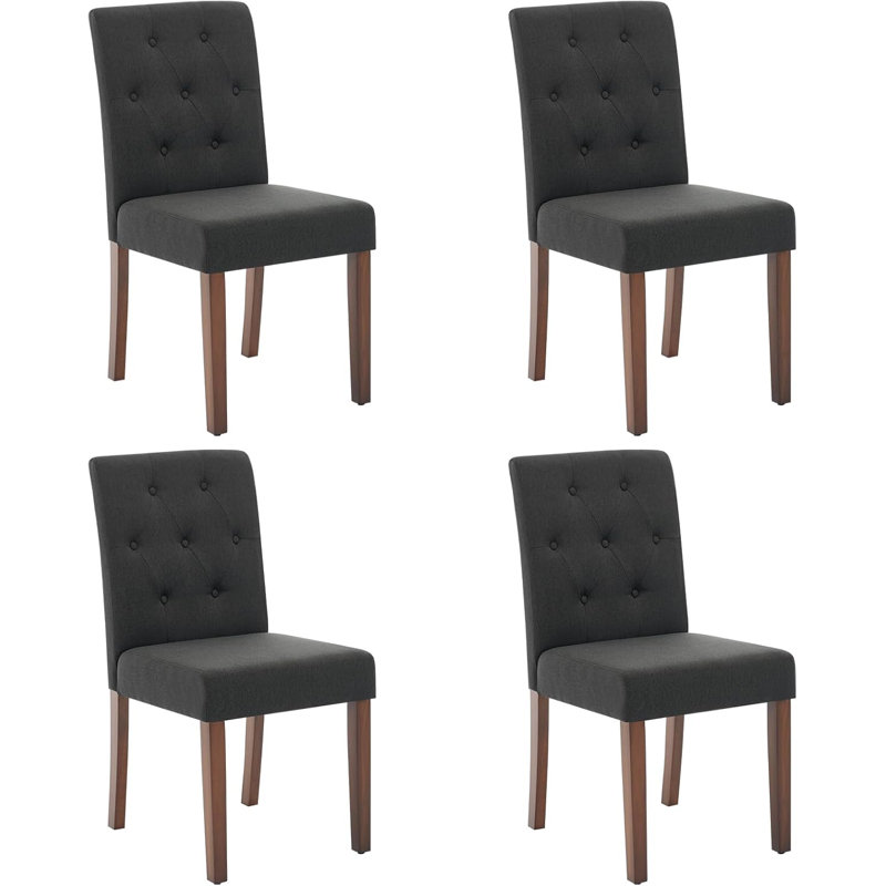Chaises de salle à manger rembourrées en tissu avec pieds en bois et sièges rembourrés, Noir