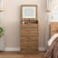 Meuble-lavabo 3 en 1 avec 3 tiroirs et tabouret à roulettes, meuble-lavabo compact avec miroir et lumières
