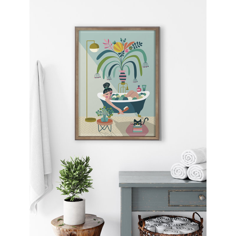 Time to Relax Framed Glass Poster with Gold Accents