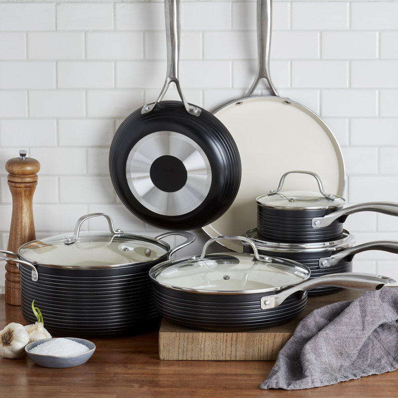 Monaco 10-Piece Black Non-Stick Aluminum Cookware Set