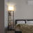 Linen Shaded Corner Floor Lamp With Shelves And 3 Colour Temperatures