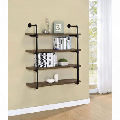 Modern Floating Shelves, Black And Rustic Oak Wall Shelf