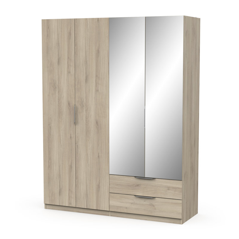 Nurin 4 Door Manufactured Wood Wardrobe, Brown