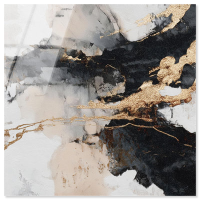 «Golden Fracture IV», reproduction d'art acrylique sur toile par Art Remedy, prête à être accrochée, 20 x 20