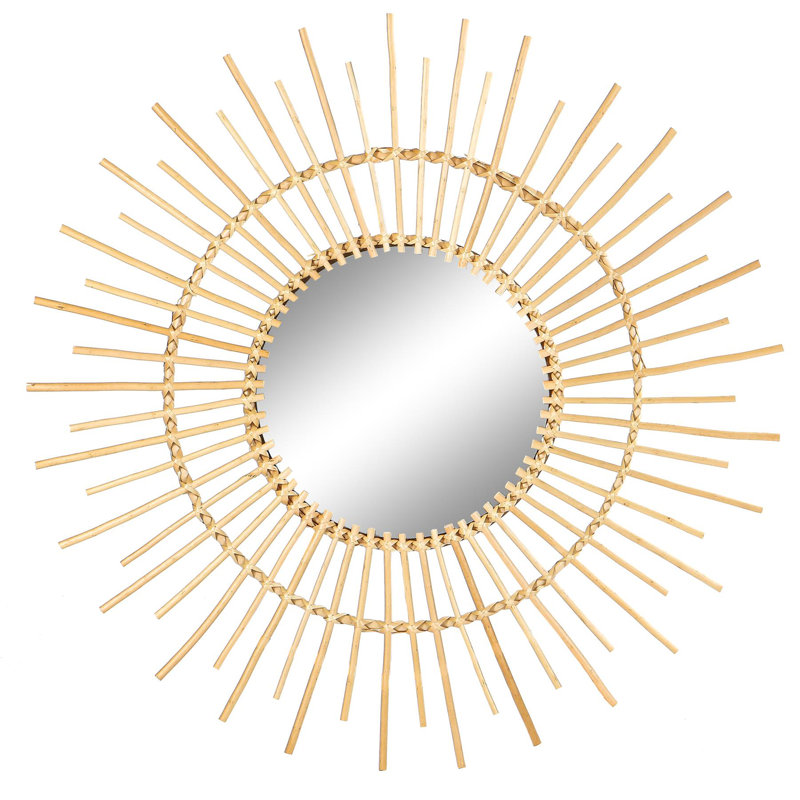 Angelica Rattan Flat Wall Mirror, 89.5cm H x 89.5cm W
